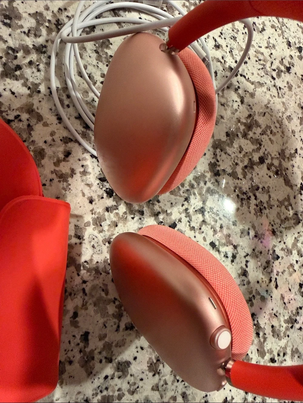 Apple On-Ear Headphones Pink/ Rose Gold with Charging Cable & Case